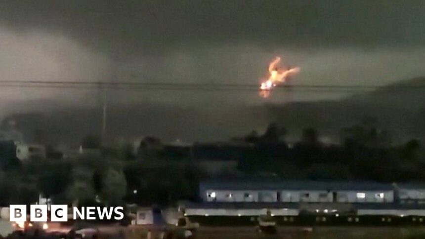 Watch: Moment tornado hits power lines in China