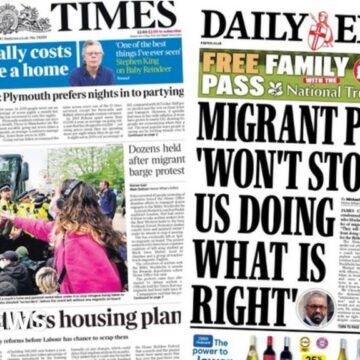 Newspaper headlines: ‘PM to offer Ireland Rwanda deal’ and migrant barge protests