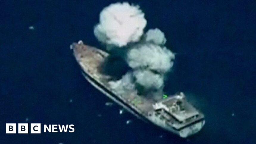 US and allies sink mock enemy ship in military drill