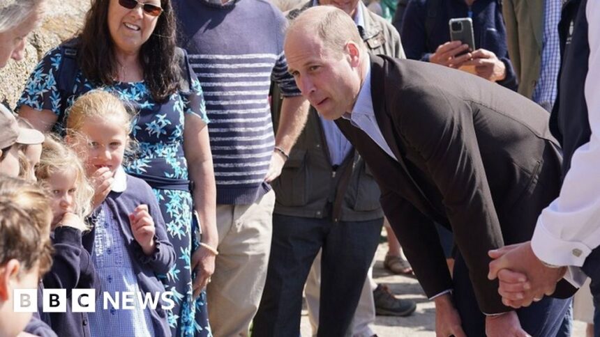 Kate 'doing well', says William on Cornwall visit