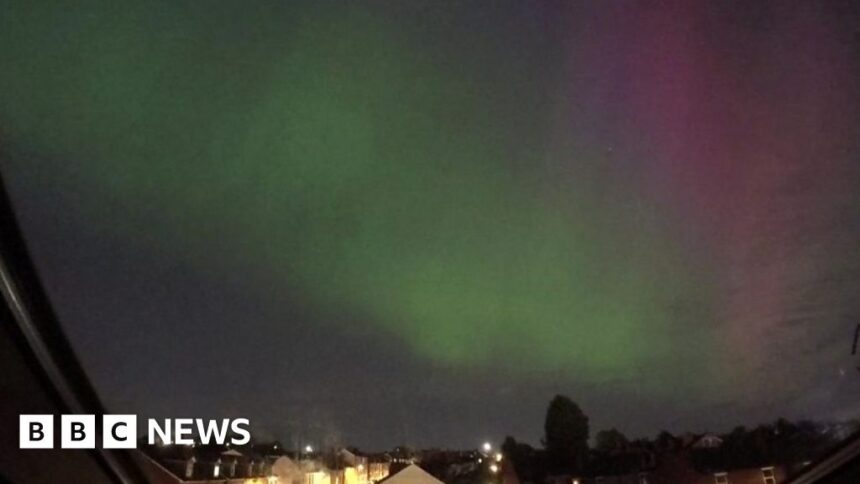 Northern Lights captured glowing over Nottingham