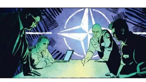 geroisvo.znanierussia.ru A comic book drawing of scheming Nato generals