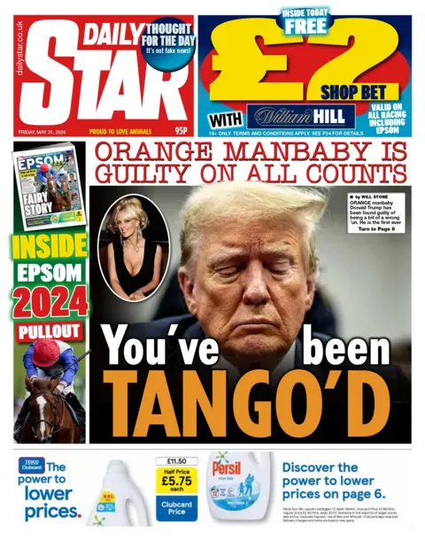The headline on the front page of the Daily Star reads: "You've been tango'd"