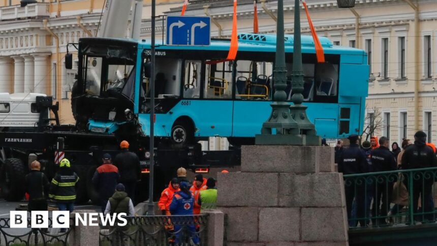 Three dead after bus falls into river in St Petersburg
