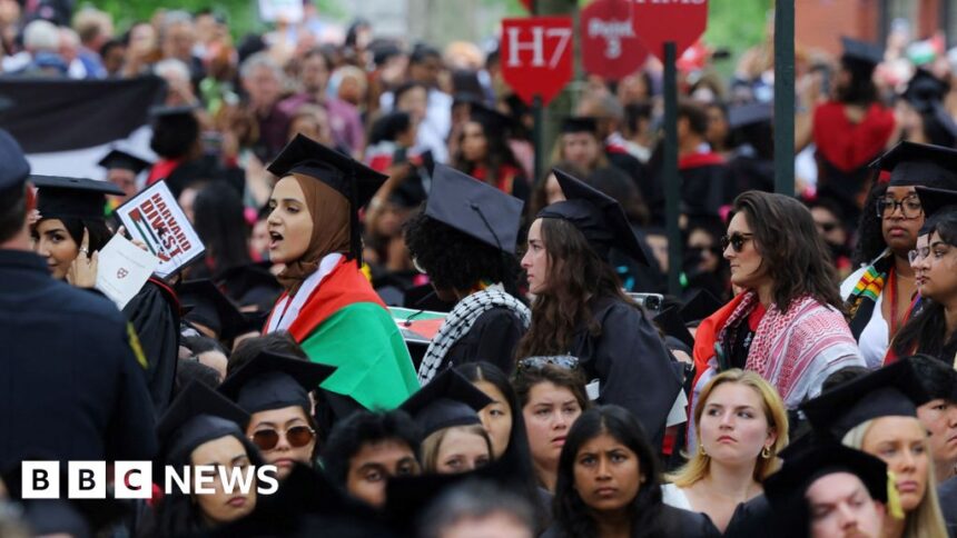 Pro-Palestine protest at Harvard commencement ceremony