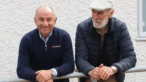 Chris Radburn/Fixed Point Media Ossie Ardiles (left) and Ricky Villa leaning on rail 