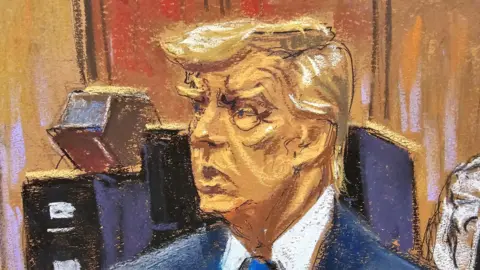 Reuters courtroom sketch of trump on day of verdict