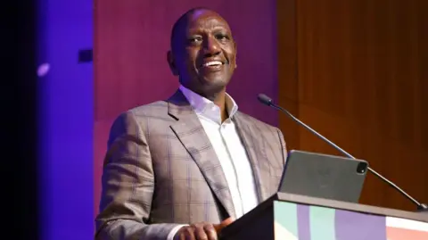 Getty Images President William Ruto speaks onstage during the U.S. Kenya Business Roadshow on September 15, 2023 in San Francisco, California