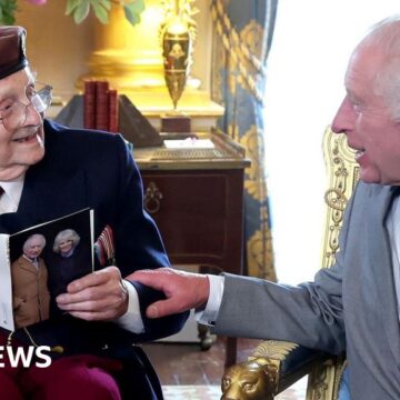 King Charles gives 100th birthday card to D-Day veteran