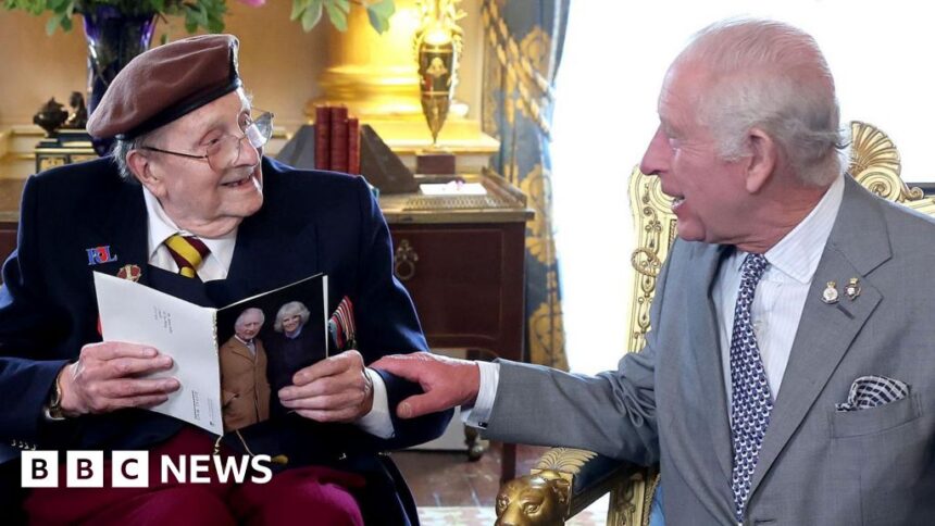 King Charles gives 100th birthday card to D-Day veteran