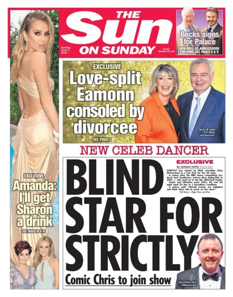 The headline in the Sun reads: Blind star for strictly