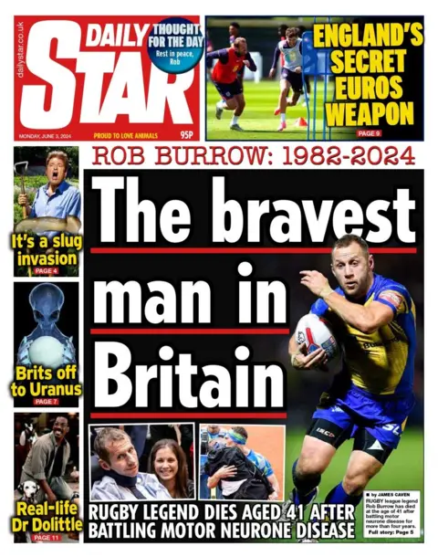 The headline in the Daily Star reads: The bravest man in Britain