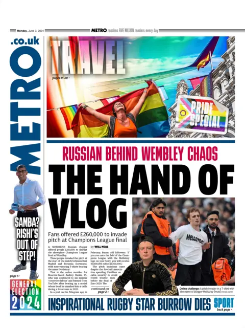 The healine in the Metro reads: The hand of vlog