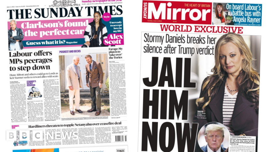 ‘Labour offers MPs peerages’ and ‘Jail Trump now’