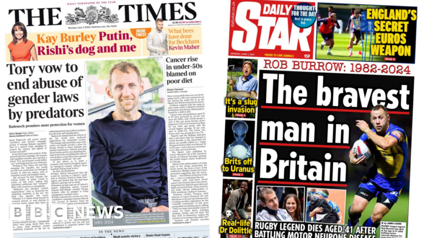 ‘Tory gender laws vow’ and ‘Brave Rob Burrow’